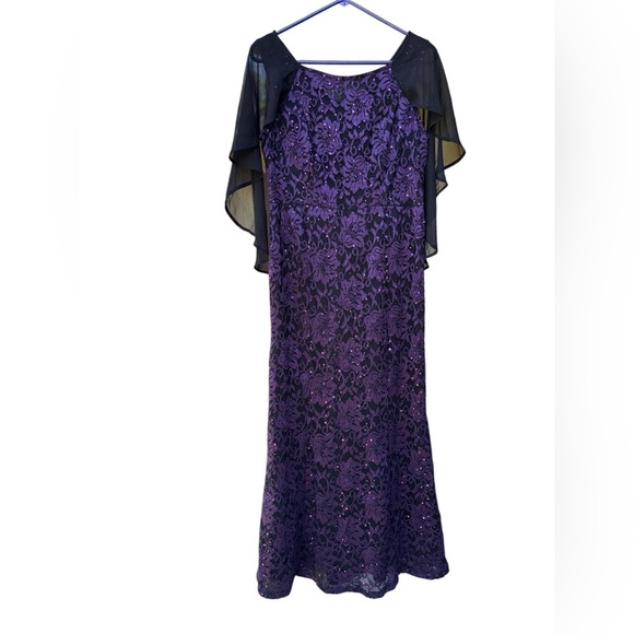 Candalite Maxi Dress Petite PL Deep Purple Black Lace Fairy Whimsigoth Vamp - Picture 1 of 5